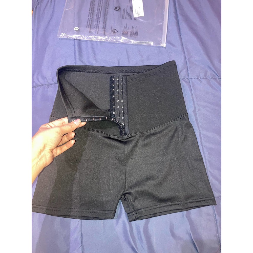 Shapelust Size XL Tummy Shapewear With Hooks Yoga Shorts Black Compression